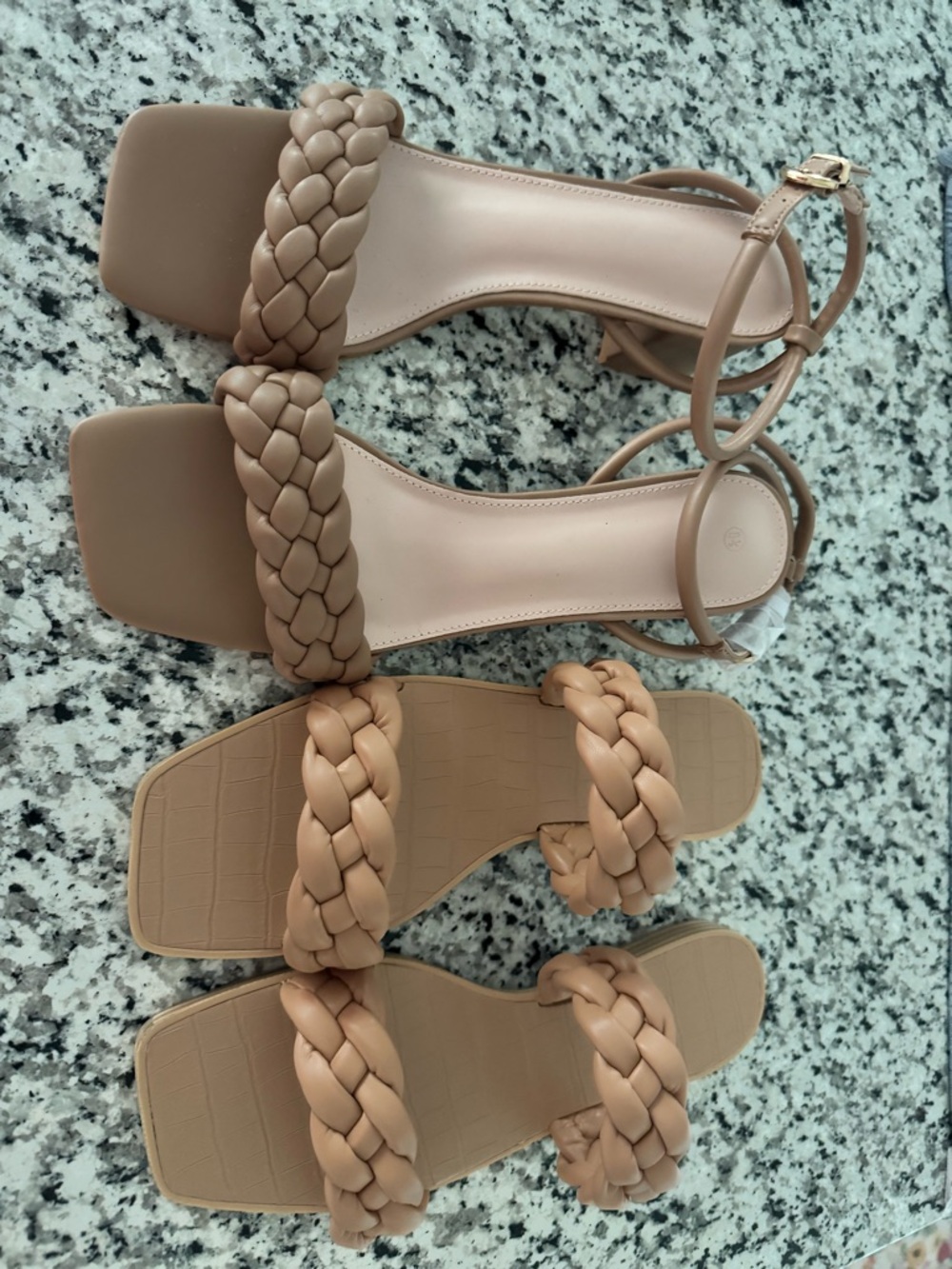 2 Women's Braided Strappy Sandals - Nude Tan